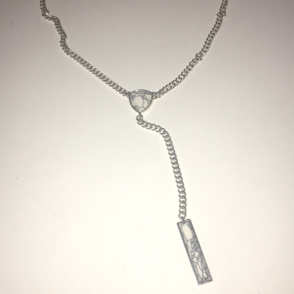 White marble silver necklace